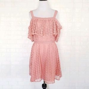 BB Dakota Aitana Pink Lace Off The Shoulder Dress